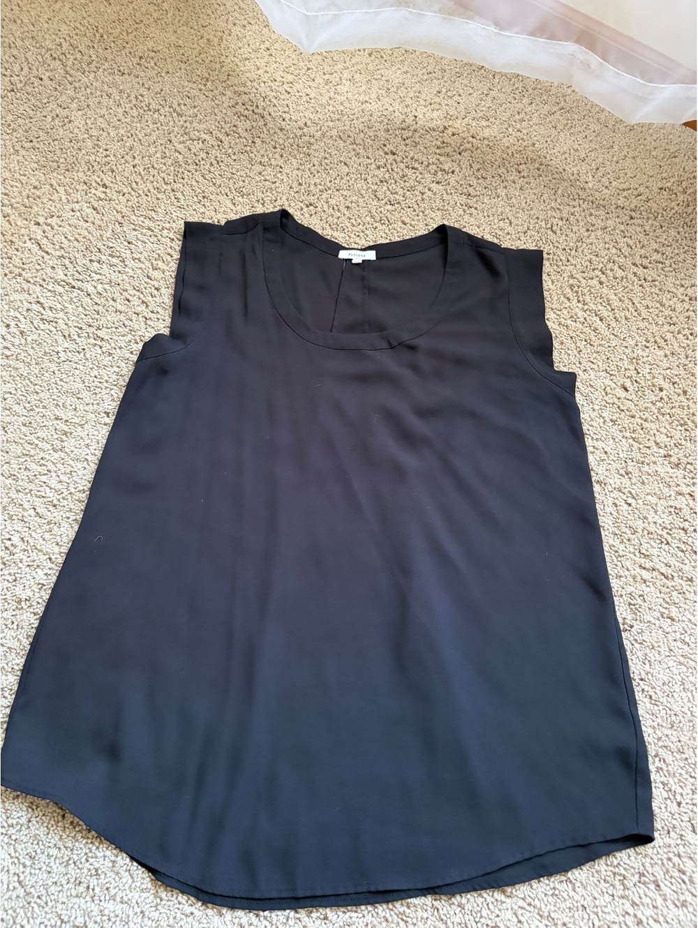 Women's Pleione black sleeveless top wide scoop neckline M MEDIUM